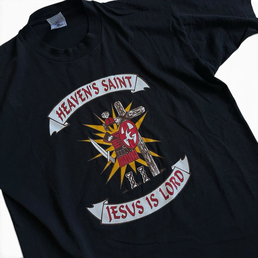 Vintage Christian “Heaven’s Saint” Jesus Is Lord T-Shirt Single-Stitch MC Biker